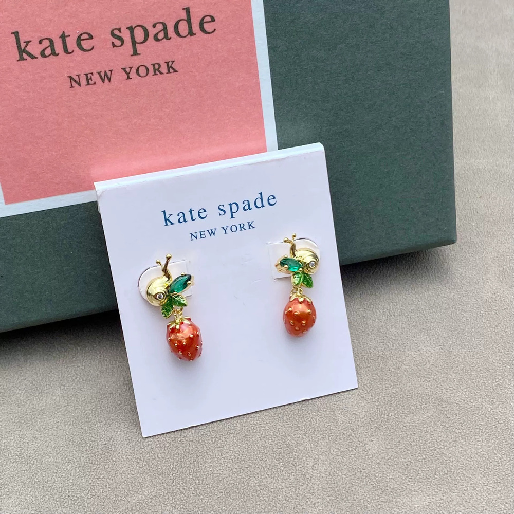 kate spade Gold Plated Snail Enamel Strawberry Long Earrings
